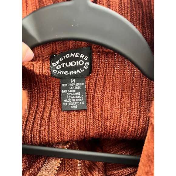Vtg Designers Studio Originals Brown and Orange Leather and Knit Vest -‎ Size M - Picture 3 of 4